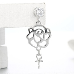 925 Sterling Silver Beautiful Hollow Flower Pearl Cap