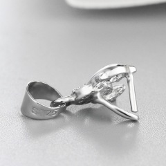 925 Sterling Silver CZ Stone Dolphin Jumping Circle Crystal Pendant Clasp