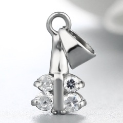 925 Sterling Silver CZ Stone Butterfly Design Crystal Pendant Clasp