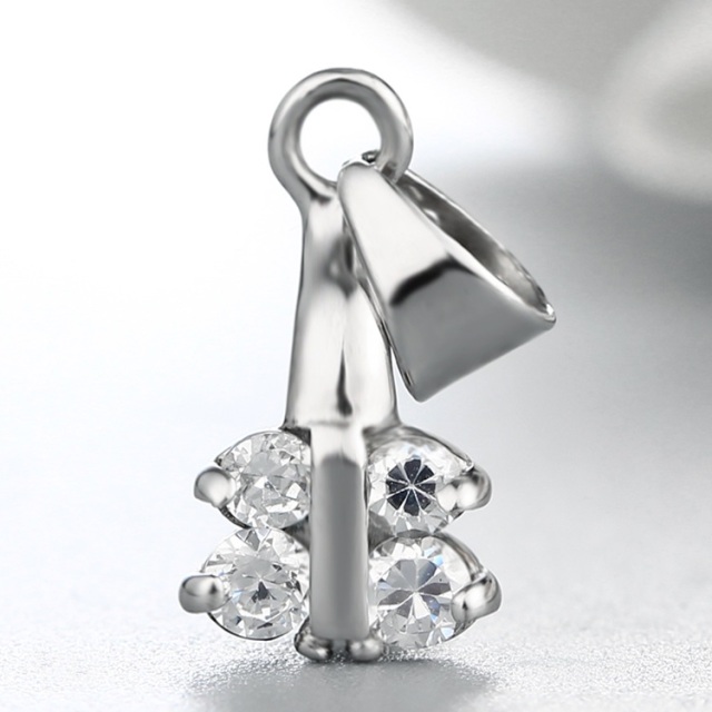 925 Sterling Silver CZ Stone Butterfly Design Crystal Pendant Clasp