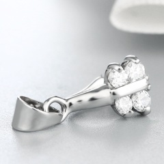 925 Sterling Silver CZ Stone Butterfly Design Crystal Pendant Clasp