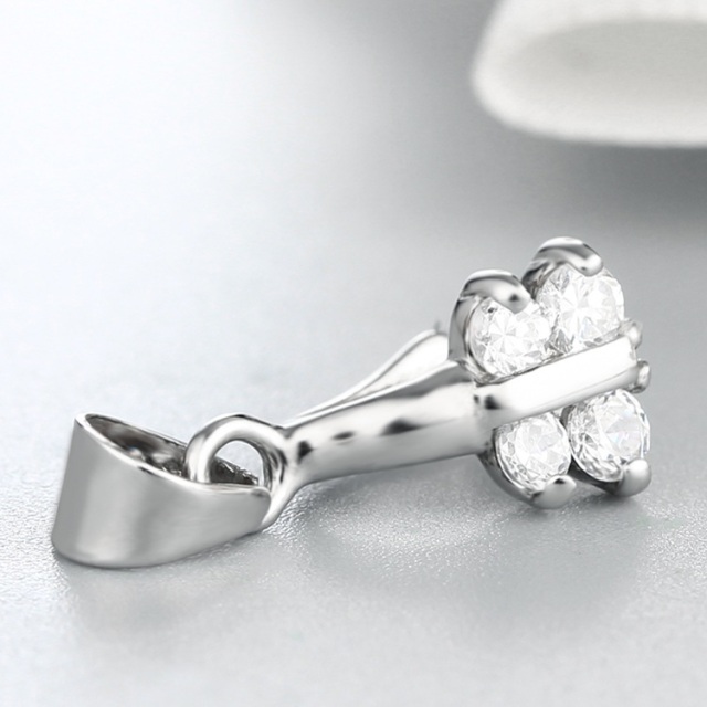 925 Sterling Silver CZ Stone Butterfly Design Crystal Pendant Clasp