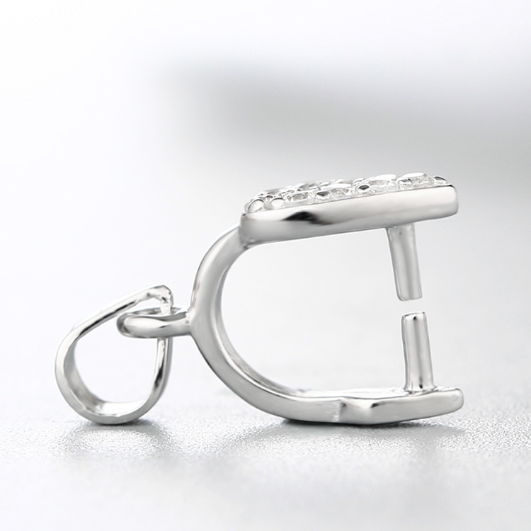 925 Sterling Silver CZ Stone Hollow Heart Crystal Pendant Clasp