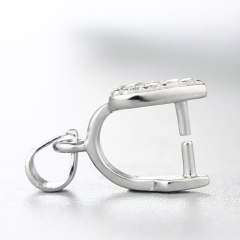 925 Sterling Silver CZ Stone Hollow Heart Crystal Pendant Clasp