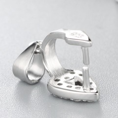 925 Sterling Silver CZ Stone Hollow Heart Crystal Pendant Clasp