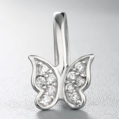 925 Sterling Silver Cubic Zirconia Butterfiy Pendant Clasps