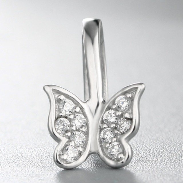 925 Sterling Silver Cubic Zirconia Butterfiy Pendant Clasps