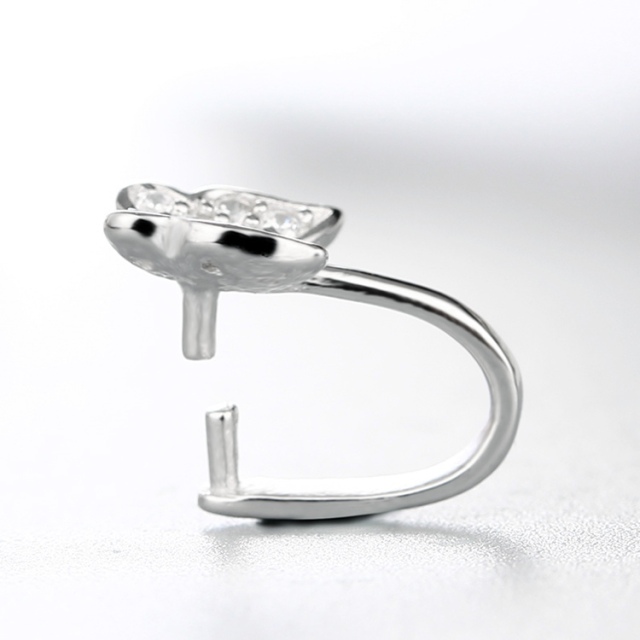 925 Sterling Silver Cubic Zirconia Butterfiy Pendant Clasps