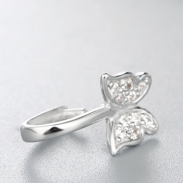 925 Sterling Silver Cubic Zirconia Butterfiy Pendant Clasps
