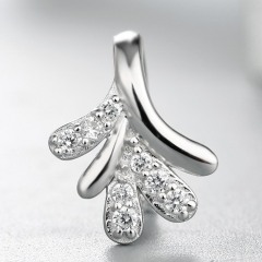 925 Sterling Silver Cubic Zirconia Unique Plant Pendant Clasps