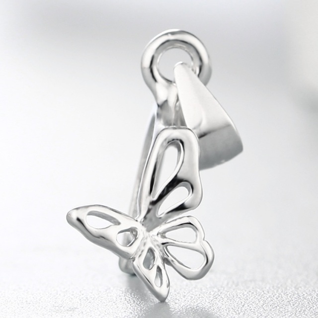 925 Sterling Silver Natural Hollow Butterfly Pendant Clasps