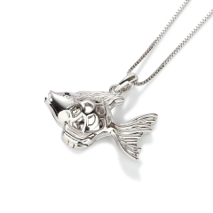 925 Sterling Silver Fish Locket Pendant,for 8mm stone