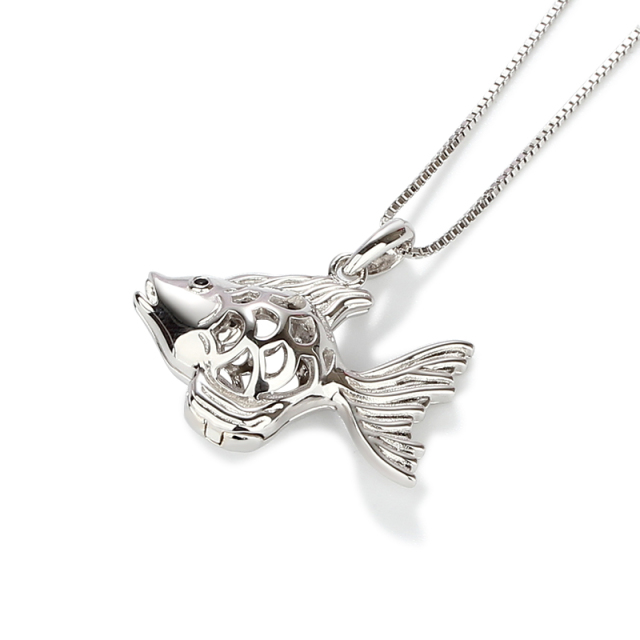 925 Sterling Silver Fish Locket Pendant,for 8mm stone