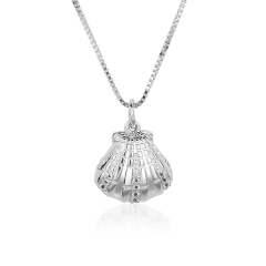 925 Sterling Silver Zirconia Fresh Water Pearl Texture Shell Pendants