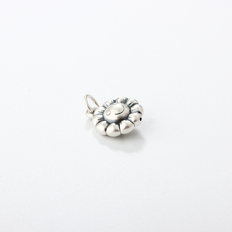 999 Sterling Silver Sunflower Smiley Face Pendants