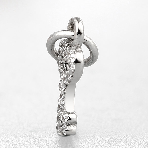 925 Sterling Silver Cubic Zirconia Hollow Heart Key Charms