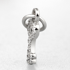 925 Sterling Silver Cubic Zirconia Hollow Heart Key Charms
