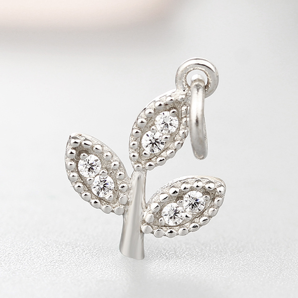 925 Sterling Silver Cubic Zirconia Leaves Charms