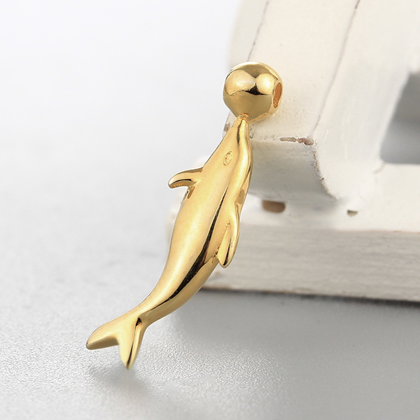 925 Sterling Silver Dolphin Playing Ball Design Charms