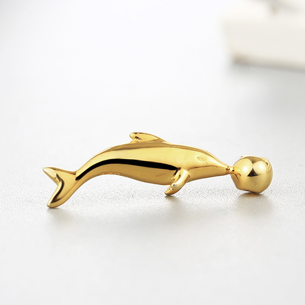 925 Sterling Silver Dolphin Playing Ball Design Charms