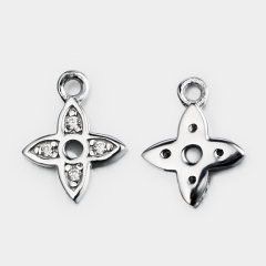 925 Sterling Silver Cubic Zirconia Flower Charm