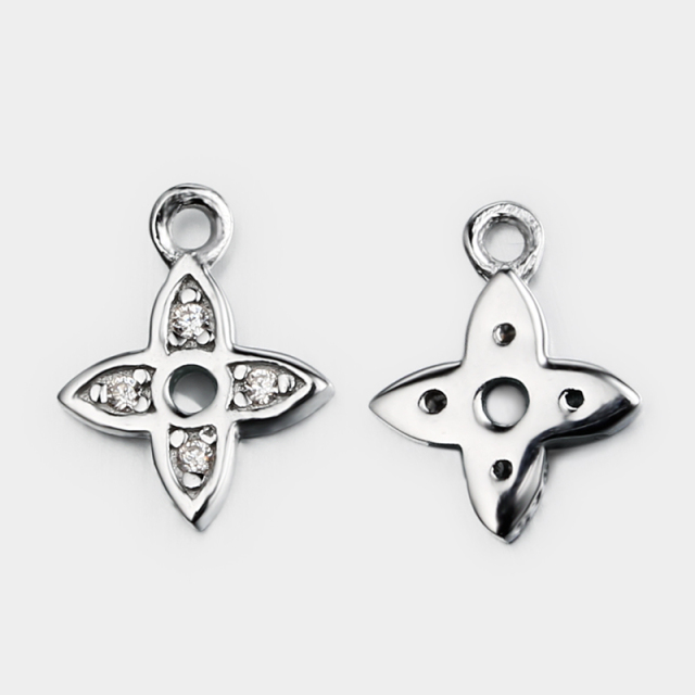 925 Sterling Silver Cubic Zirconia Flower Charm