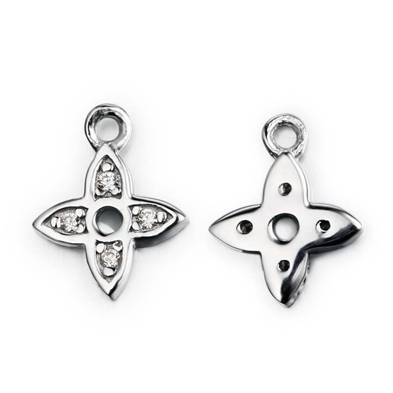 925 Sterling Silver Cubic Zirconia Flower Charm