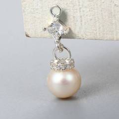 925 Sterling Silver Pearl Cubic Zirconia Dangle Charm