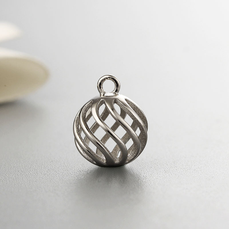 925 Sterling Silver Hollow Ball Shaped Charms