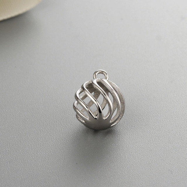 925 Sterling Silver Hollow Ball Shaped Charms