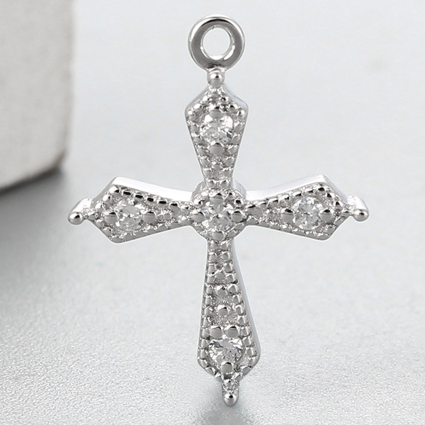 925 Sterling Silver Cubic Zirconia Vintage Cross Charms
