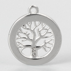 925 Sterling Silver Tree Of Life Round Pendnats