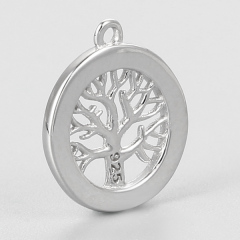 925 Sterling Silver Tree Of Life Round Pendnats