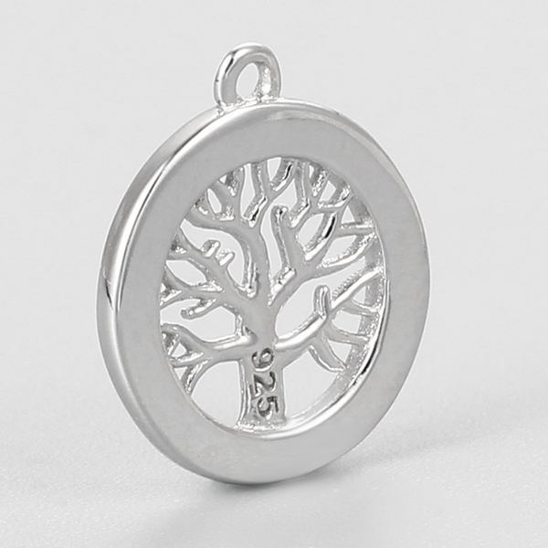 925 Sterling Silver Tree Of Life Round Pendnats