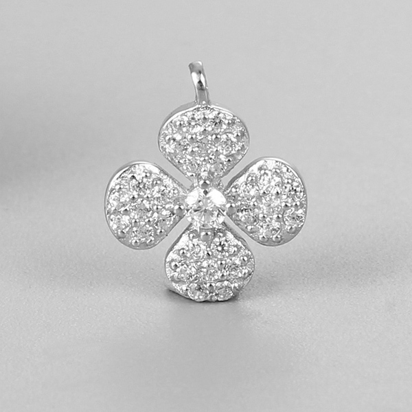 925 Sterling Silver Cubic Zirconia Four-Leaf Clover Charm