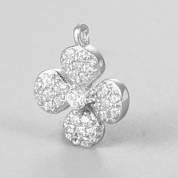 925 Sterling Silver Cubic Zirconia Four-Leaf Clover Charm