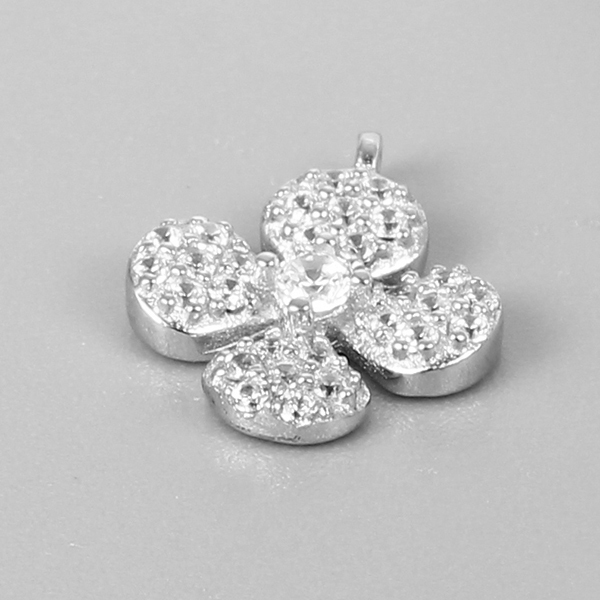 925 Sterling Silver Cubic Zirconia Four-Leaf Clover Charm