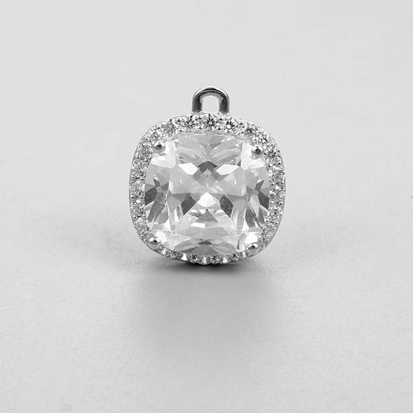 925 Sterling Silver Cubic Zirconia Square Charms