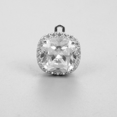 925 Sterling Silver Cubic Zirconia Square Charms