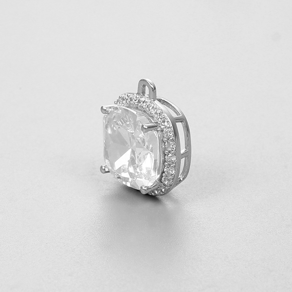 925 Sterling Silver Cubic Zirconia Square Charms
