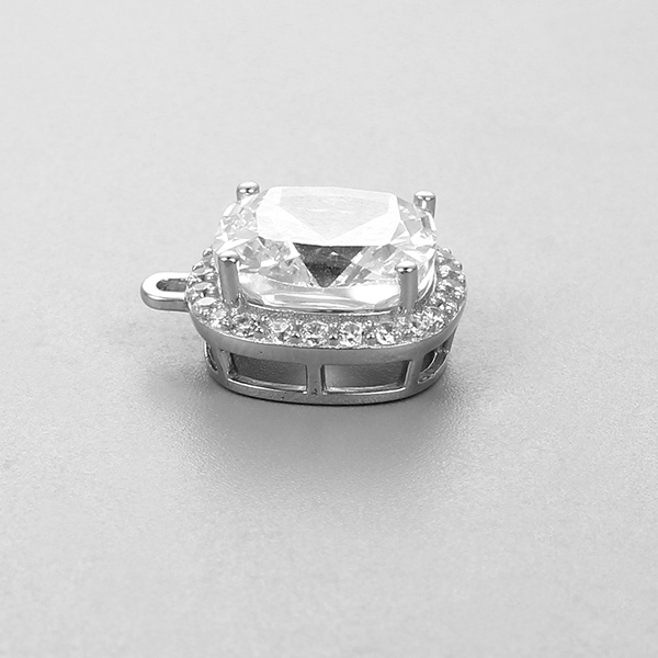 925 Sterling Silver Cubic Zirconia Square Charms