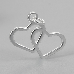 925 Sterling Silver Interlocking Hearts Charms