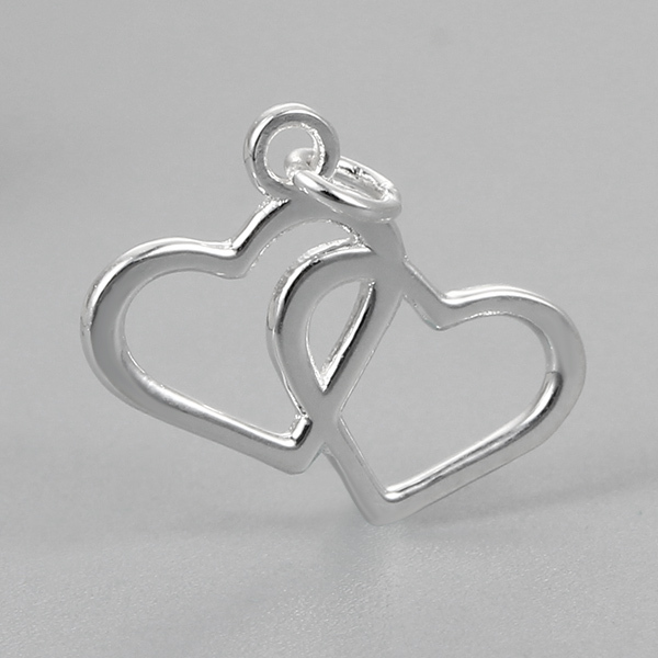 925 Sterling Silver Interlocking Hearts Charms