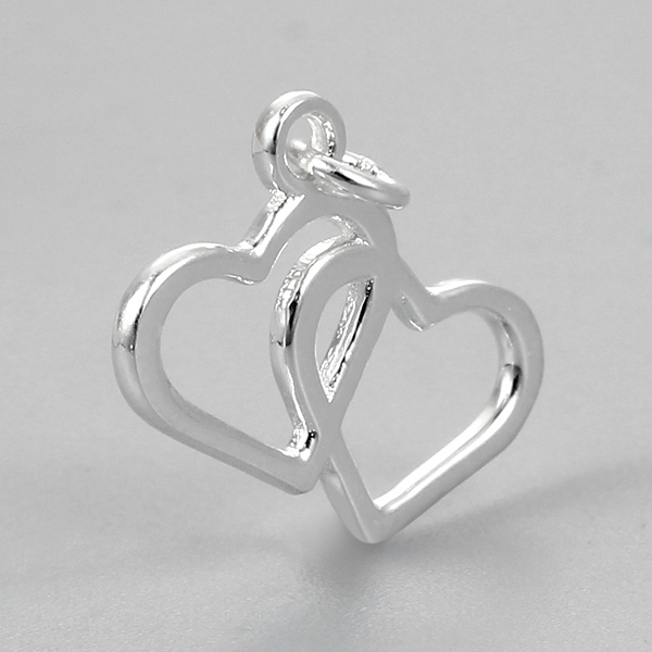 925 Sterling Silver Interlocking Hearts Charms