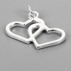 925 Sterling Silver Interlocking Hearts Charms
