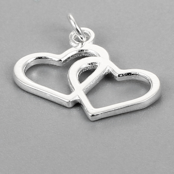 925 Sterling Silver Interlocking Hearts Charms