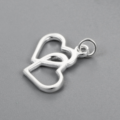 925 Sterling Silver Interlocking Hearts Charms