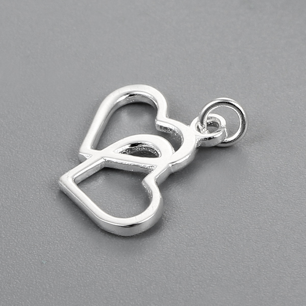 925 Sterling Silver Interlocking Hearts Charms