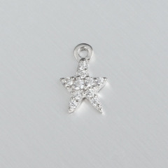 925 Sterling Silver Cubic Zirconia Paved Shining Star Charm