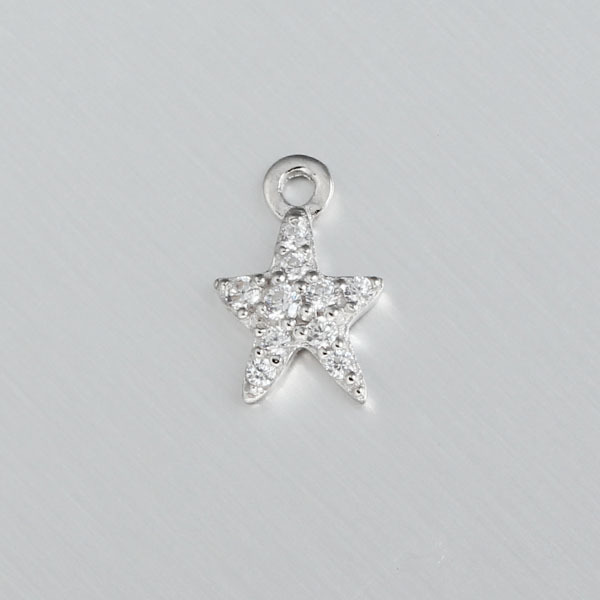 925 Sterling Silver Cubic Zirconia Paved Shining Star Charm